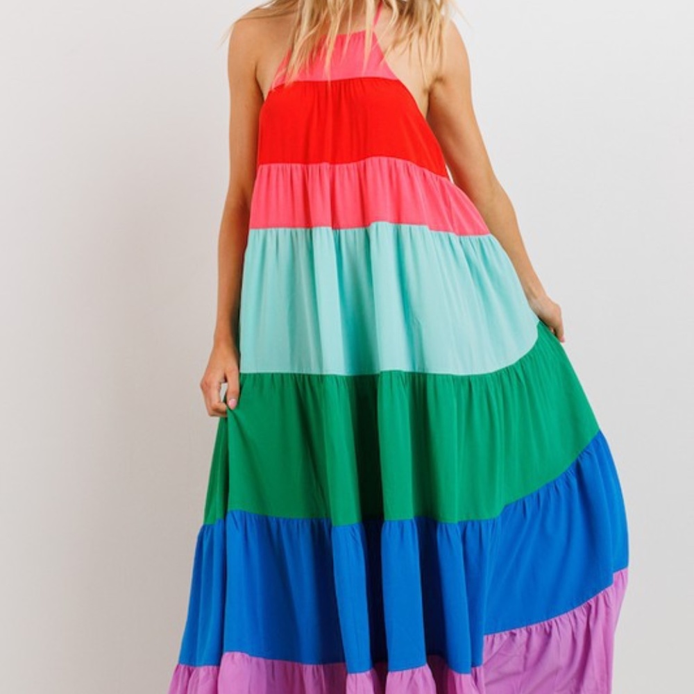 NEW PRODUCTS ONLY - Women Maxi Color block Dress - Picture 5 of 7